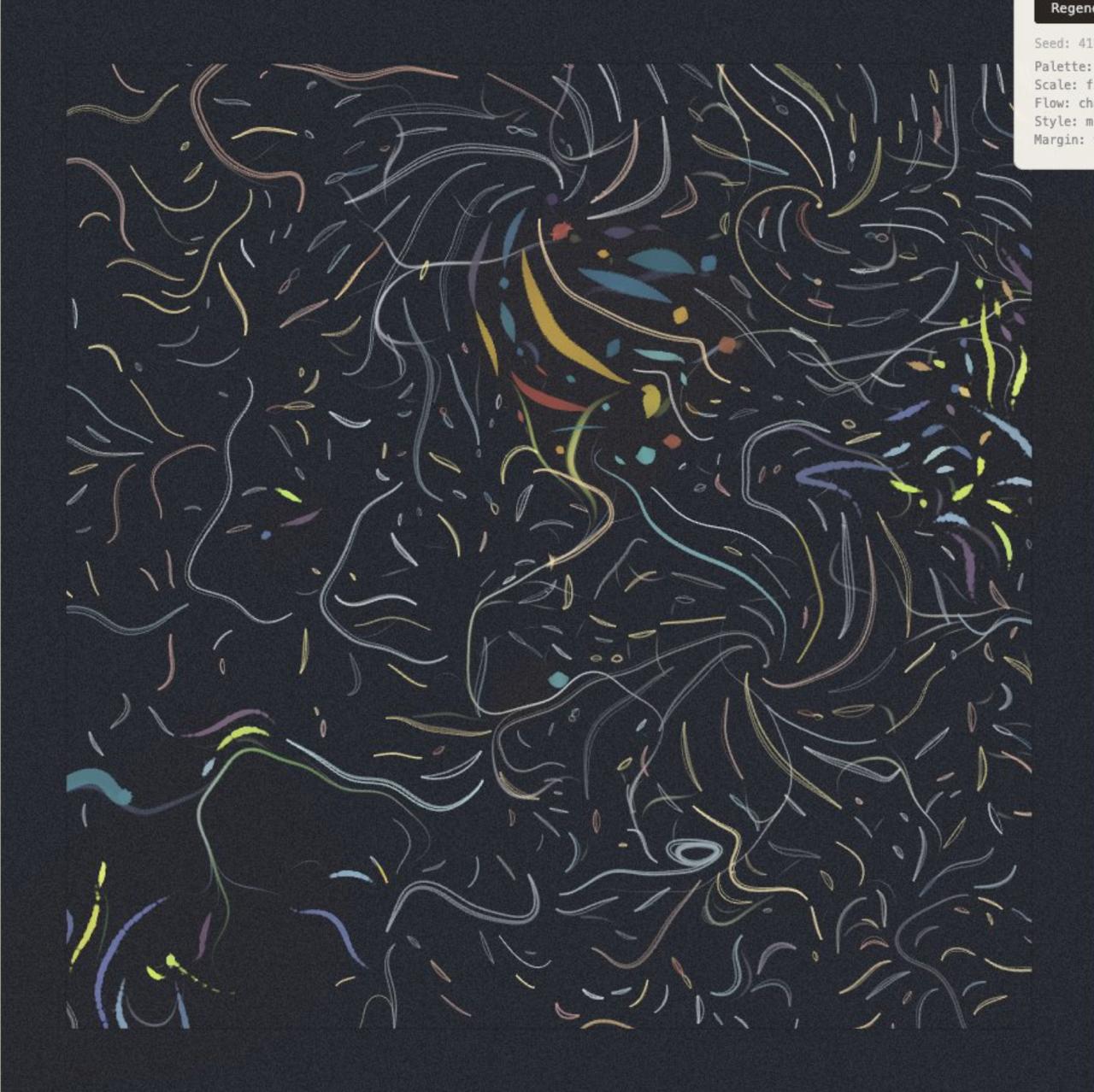 WAW Shimmer with agency — marks negotiating a flow field with color convergence